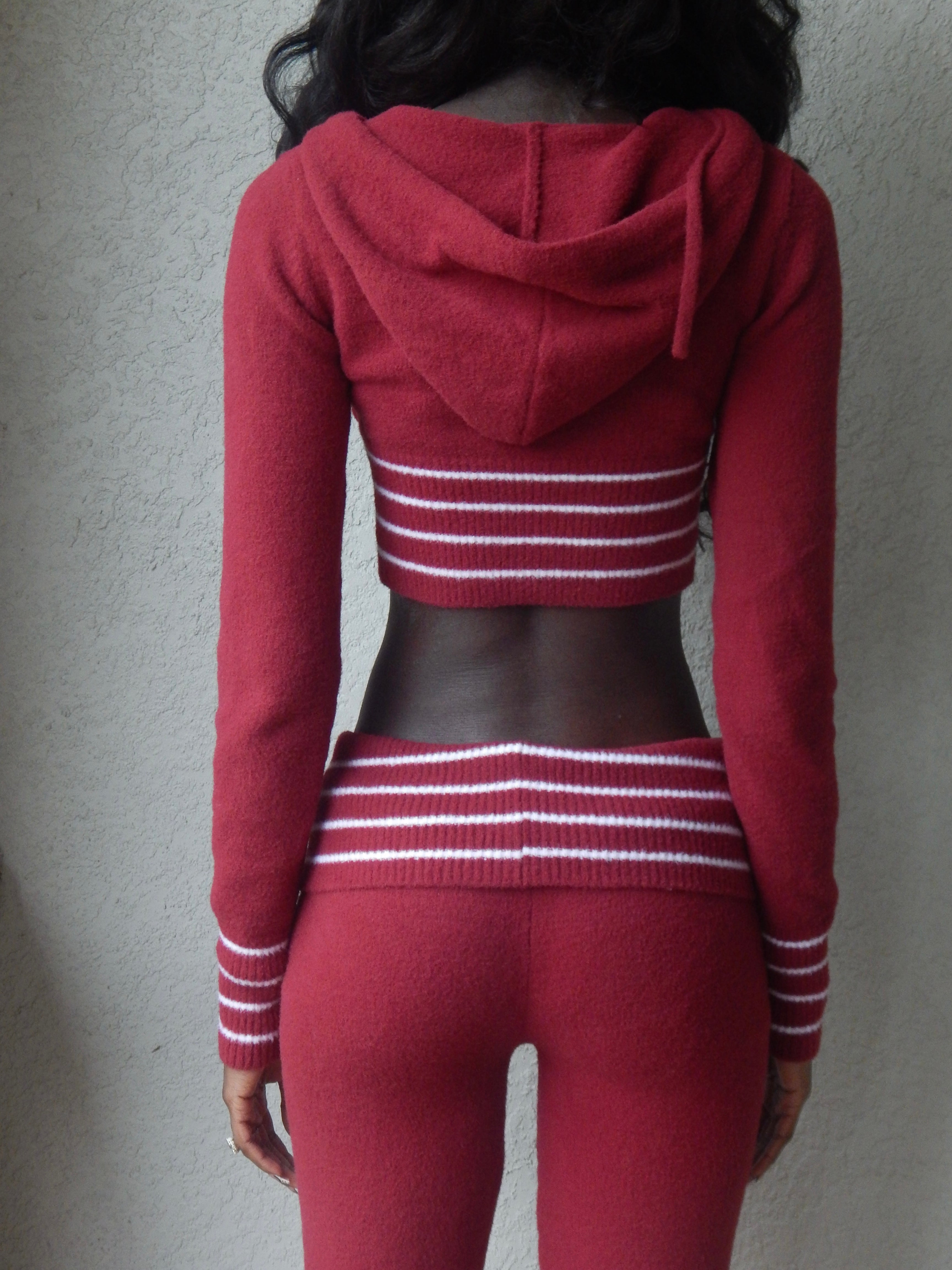 knitted crop jacket - Deep red