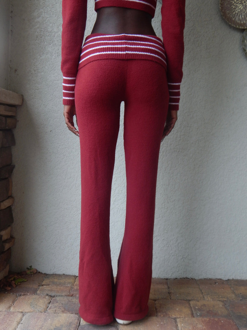 knitted flared pants - Deep Red
