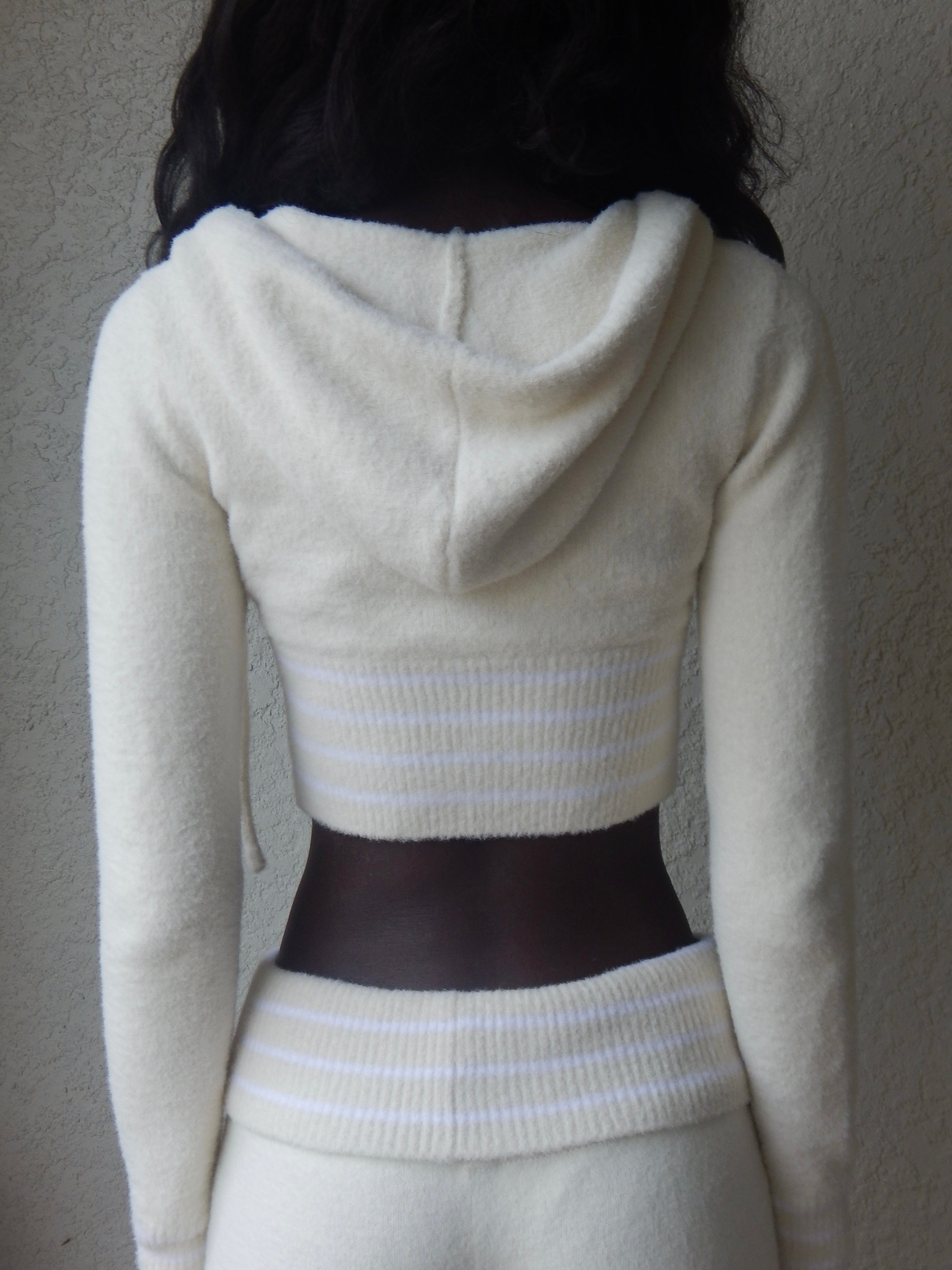 knitted crop jacket - ivory